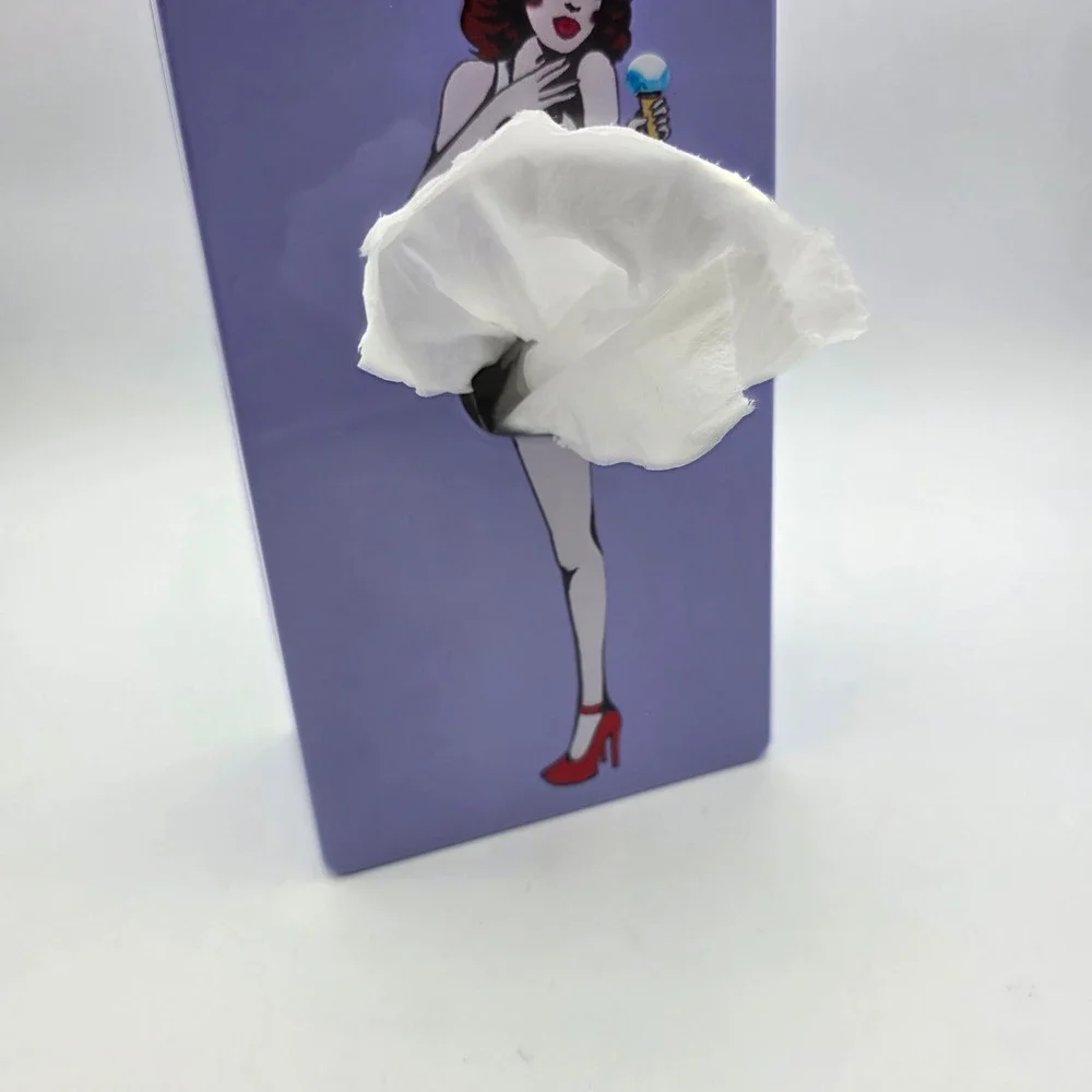 Unbranded Tissue Box Cover Pin Up Girl Skirt Dispenser Purple OS